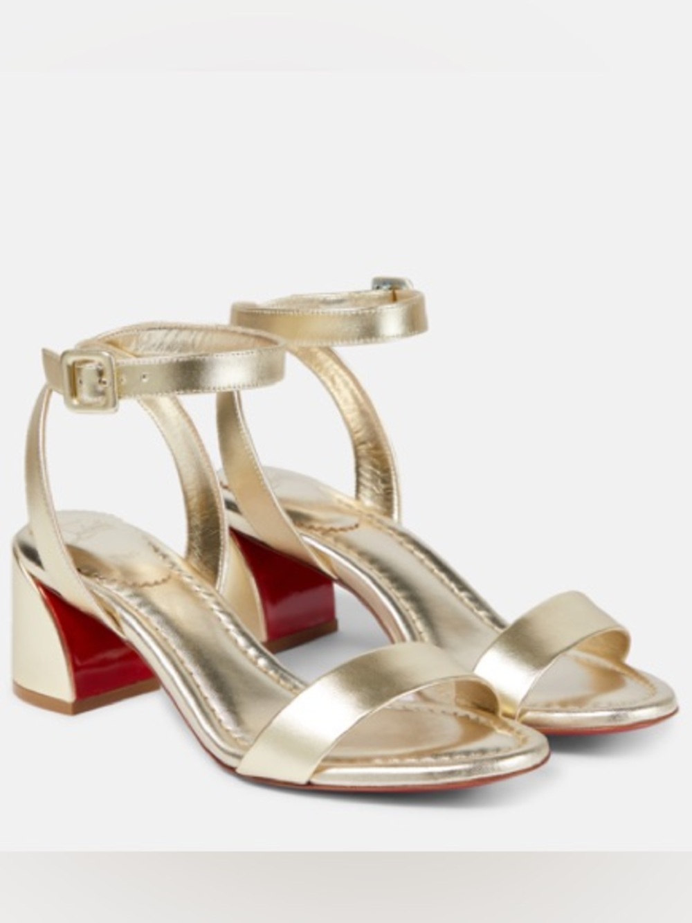 Christian Louboutin Miss Sabina Metallic Gold Ankle-Strap Sandals EU 36.5